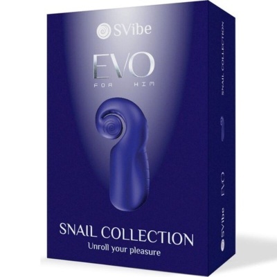 Embalagem azul escuro SVibe EVO com imagem de produto espiralado azul