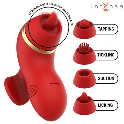 Estimulador de clítoris vermelho com acessórios intercambiáveis