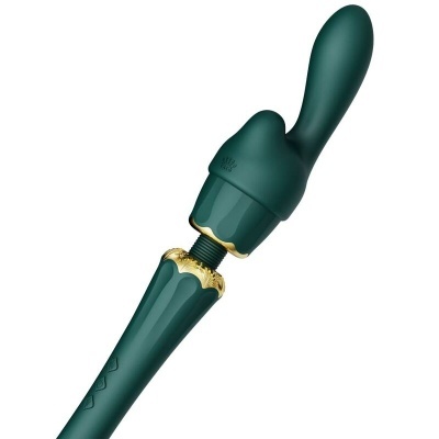 Vibrador silicone verde escuro com detalhes dourados e design anatómico