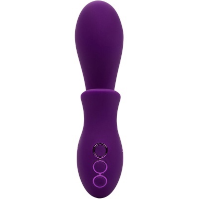 Vibrador roxo de silicone com três botões iluminados na base