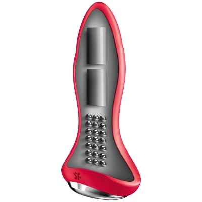 Massajador corporal vermelho e cinza com bolas de metal