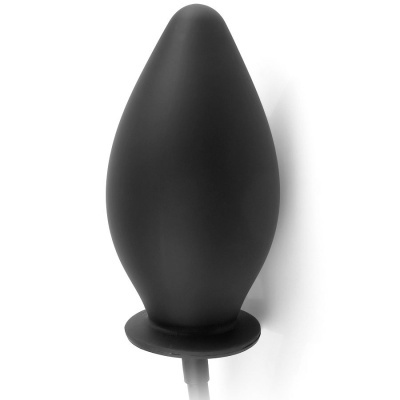 Plug anal preto de silicone com base circular