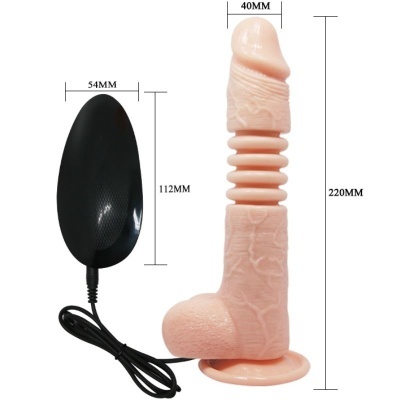 Dildo cor de pele com controlador preto e cabo
