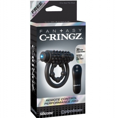 Embalagem do produto Fantasy C-Ringz com anel e controle remoto preto