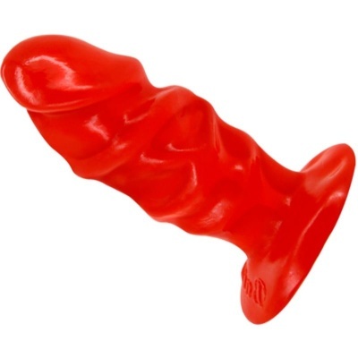 Plug anal vermelho de silicone com base de sucção