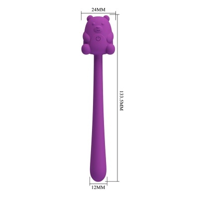 Pincel de maquilhagem roxo com cabeça em forma de urso