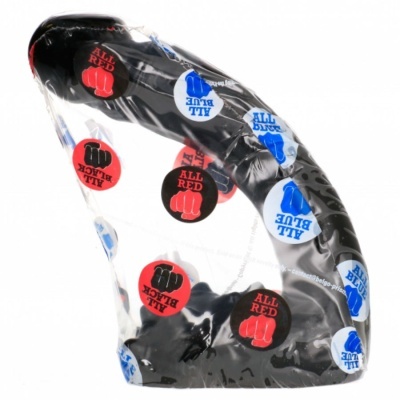 Suporte acrílico transparente com desenhos coloridos e interior preto