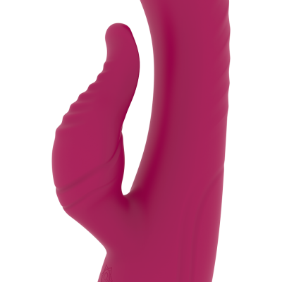 Vibrador rosa com textura e forma anatómica