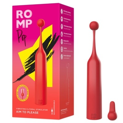 Vibrador vermelho para estímulo clitoral com embalagem colorida