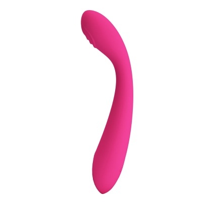 Vibrador cor-de-rosa curvo sobre fundo branco