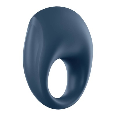 Anel azul escuro de silicone com design oval e buraco central