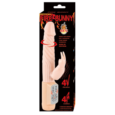 Vibrador Fire Bunny com controlo e forma de coelho em embalagem preta