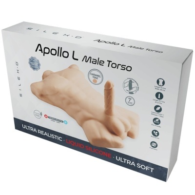Embalagem de torso masculino realista em silicone líquido cor caramelo