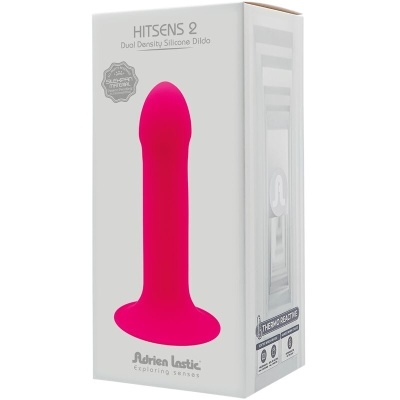 Embalagem de dildo de silicone cor rosa choque com texto e selo de silicone premium