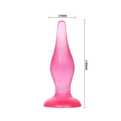 Objecto cor-de-rosa translúcido em forma cónica com base circular e medidas 138MM altura 35MM largura