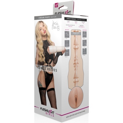 Embalagem do masturbador Fleshlight Girls com imagem da modelo Kenzie Reeves