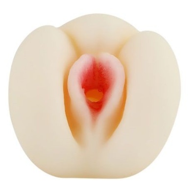 Produto em silicone beige com interior rosado e textura anatómica