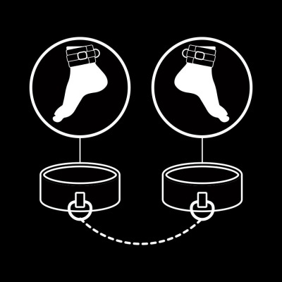 Ilustração de tornozeleiras ligadas por corrente em preto e branco