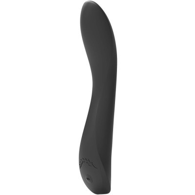 Vibrador preto curvado com botão na base