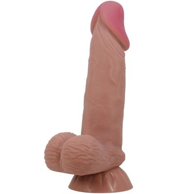 Dildo realista com textura venosa e base de sucção cor pele