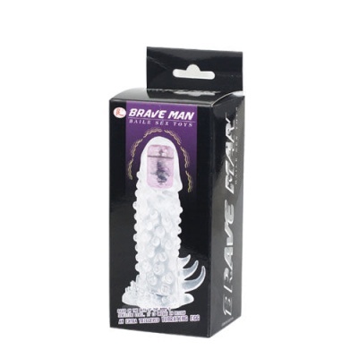 Embalagem preta de brinquedo sexual BRAVE MAN com imagem de produto texturizado translúcido