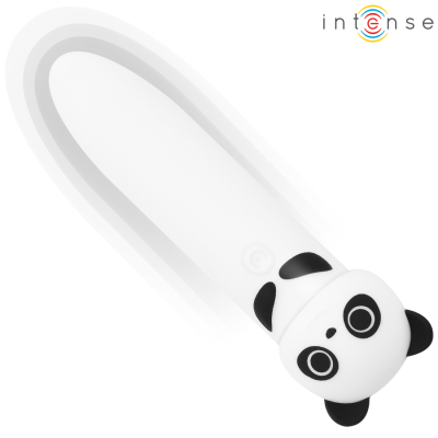 Lâmpada portátil USB de silicone branca com design de panda preto nas extremidades.