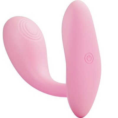 Dispositivo rosa em silicone com botão power e design curvado