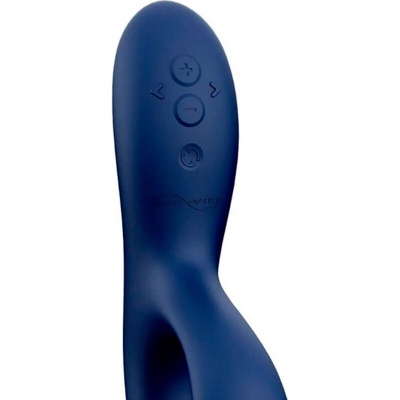 Vibrador azul escuro com botões de controlo