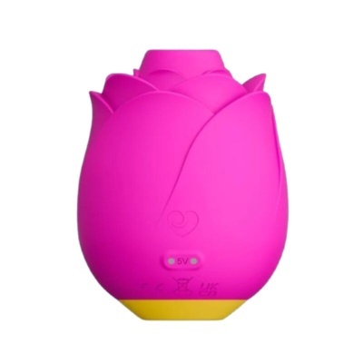 Produto rosa em forma de rosa com base amarela e inscrição 5V