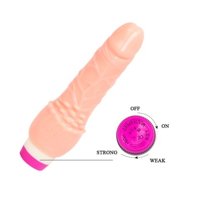 Vibrador rosa em forma de pénis com controlo circular de intensidades