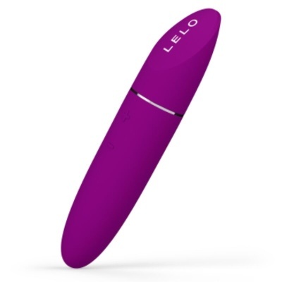 Vibrador roxo com marca LELO e anel metálico prateado