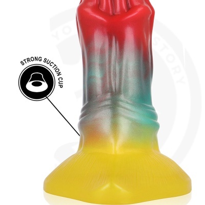 Produto com ventosa colorida e texturizada com gradiente vermelho, verde e amarelo