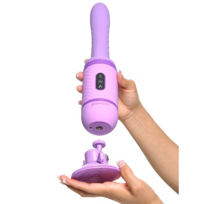 Vibrador lilás com ventosa e painel de controlo