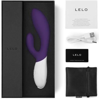 Vibrador roxo e branco LELO com acessórios em estojo preto