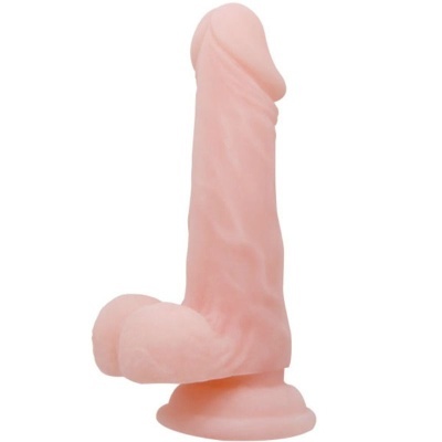 Dildo realista cor de pele com base de sucção em fundo branco