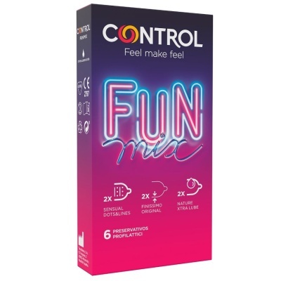 Embalagem de preservativos Control Feel make feel Fun Mix 6 unidades em degradê roxo para rosa