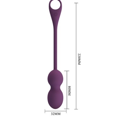 Vibrador roxo em silicone com medidas indicadas