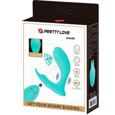 Embalagem de estimulador sexual Pretty Love Idabelle azul-turquesa com funções múltiplas e recarregável USB