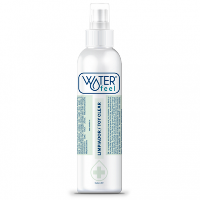 Frasco de spray branco do produto WATER feel LIMPIADOR / TOY CLEAR