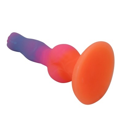 Plug anal em silicone em cores degradê azul, roxo e laranja