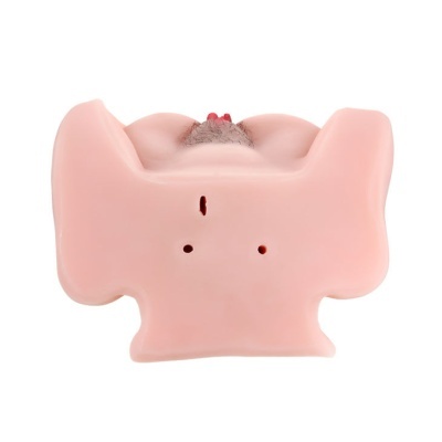 Escultura decorativa cor de pele representando corpo humano deitado com aberturas na base