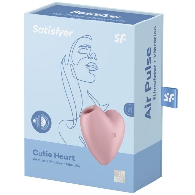 Embalagem azul claro Satisfyer Cutie Heart com estimulador rosa em forma de coração