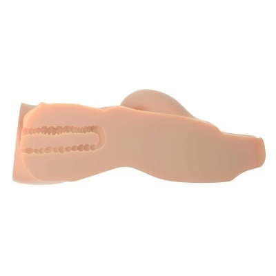 Masturbador masculino em silicone cor pele com interior texturizado.