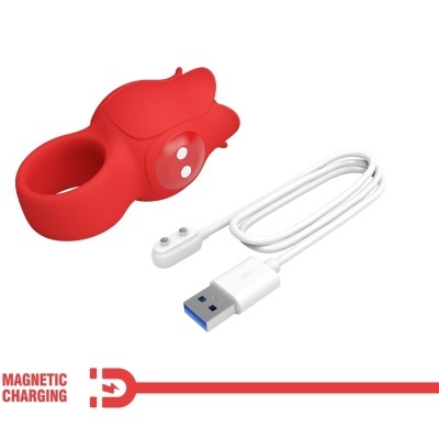 Anel vermelho de silicone com cabo USB branco para carregamento magnético