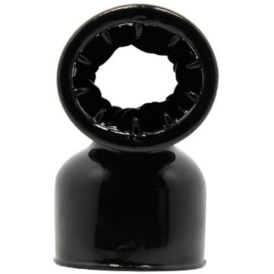 Acessório preto cilíndrico brilhante sobre fundo branco