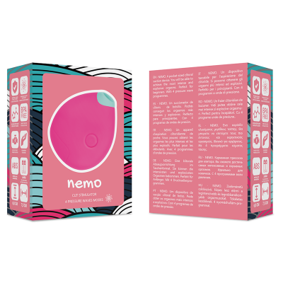 Embalagem do estimulador NEMO rosa com 4 modos de pressão e vibração