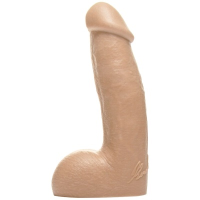 Dildo de silicone bege com textura realista e marca LELO na base