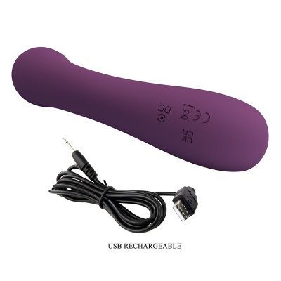 Vibrador roxo com cabo USB para recarregamento