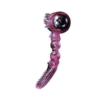 Acessório de plástico cor-de-rosa com botão preto e textura texturizada