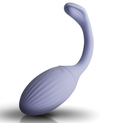 Vibrador lilás anatómico em silicone com textura em linhas verticais